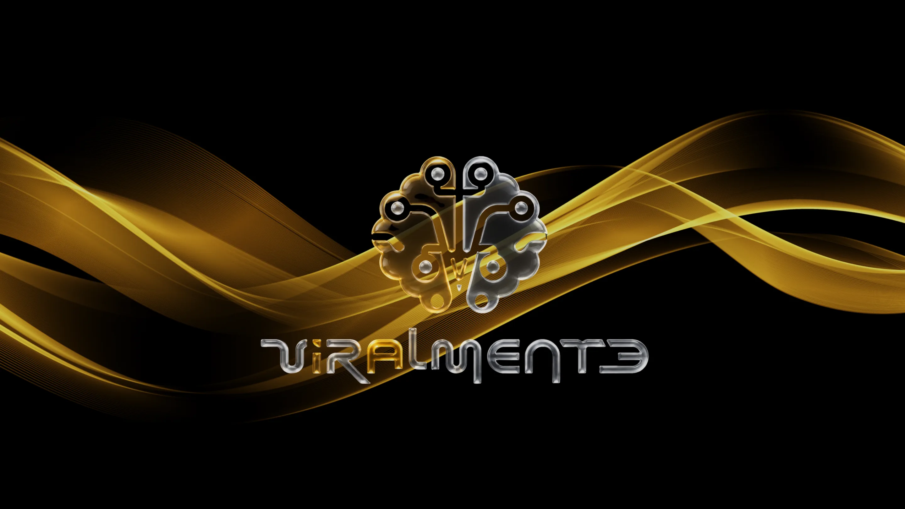 Viralmente black and gold brand artwork